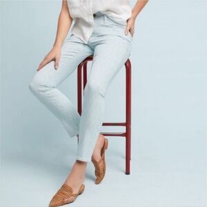 Anthropologie pilcro White/Blue striped mid rise jean, Size 29
